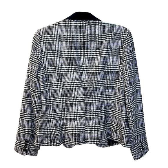 CHAPS Women's Wool Blend Houndstooth Black Blazer Size 6 Power Suit Classic - Picture 2 of 8